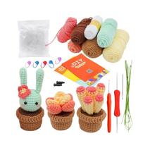 Kit De Crochê Para Iniciantes: Cacto Em Vaso, Chaveiro DIY, Material Para Bonecos De Tricô