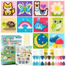 Kit de Cross Stitch para Iniciantes Pllieay - 10 Padrões para Crianças Kit de Cross Stitch para Iniciantes Pllieay - 10 Padrões para Crianças