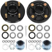 Kit de Cubo para Trailer de 4 Pernos, 2 Conjuntos para Trailer de 2000 lbs, Cubo para Trailer 4x4" Compatible con Ejes Rectos de 1" y 1-1/16"