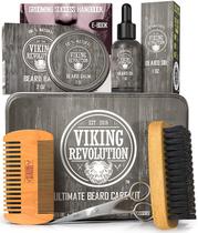 Kit de cuidados com a barba Viking Revolution Escova de barba, pente, bálsamo e óleo