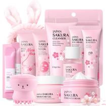 Kit de cuidados com a pele Evolvique Sakura com faixa de coelho, 12 unidades