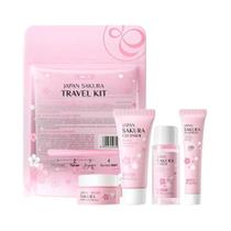 Kit de Cuidados com a Pele Sakura Feminino - Limpador, Soro, Creme para Olhos e Essência