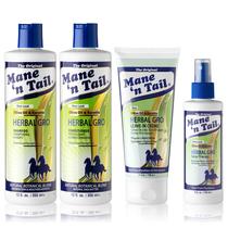 Kit de cuidados com o cabelo Mane 'n Tail Herbal Gro Shampoo 355mL + Condicionador 355mL + Cream Therapy 163g + Spray Therapy 177mL