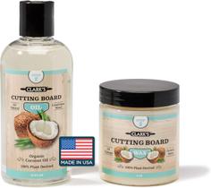 Kit de cuidados com tábuas de corte CLARK'S Coconut Oil com óleo de açougueiro e cera Kit de cuidados com tábuas de corte CLARK'S Coconut Oil com óleo de açougueiro e cera