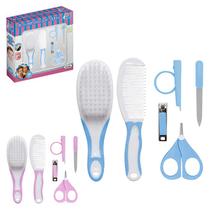 Kit de cuidados de higiene para bebê menina e menino com 6 peças - escova e pente para cabelo , cortador de unha , tesourinha , suporte e lixa. - Art Baby