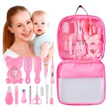 Kit De Cuidados De Saúde De Beleza Do Bebê 13 Peças Bolsinha Estojo Completo com Termômetro, Cortador de Unhas, Escova, Lixa