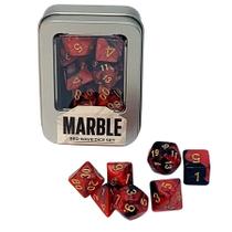 Kit de Dados RPG: Marble Red Wave Pathfinder Dungeons & Dragons Chamado de Cthulhu