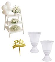 Kit de Decoração Completo para Aniversário 1 Escadinha, 2 Vasos Decorativos e Topo de Bolo Personalizado Kit de Decoração Completo para Aniversário 1 Escadinha, 2 Vasos Decorativos e Topo de Bolo Personalizado