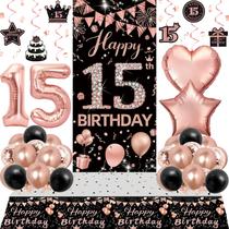 Kit de Decoração de 15 Anos Zyikoch Rose Gold e Preto