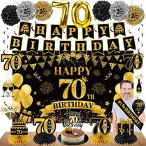 Kit de decoração de aniversário Eucutur 70º aniversário para homens e mulheres