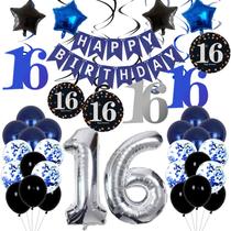 Kit de Decoração de Aniversário HULASO - Tema Azul Escuro para 16 Anos