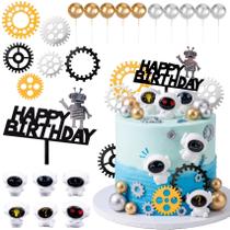 Kit de Decoração de Bolo Tema Robô Sunshuang com 23 Peças