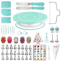 Kit de decoração de bolos ANSLYQA 298 unidades com mesa giratória e acessórios Kit de decoração de bolos ANSLYQA 298 unidades com mesa giratória e acessórios
