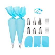 Kit De Decoração De Bolos Com 15 Sacos De Silicone Para Confeitar E Bicos De Aço Inoxidável
