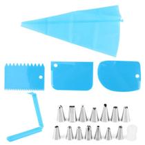 Kit de decoração de bolos Haofy Piping Bags and Tips Set Blue Kit de decoração de bolos Haofy Piping Bags and Tips Set Blue