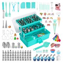 Kit de decoração de bolos Piping Tip AUKOW 358 unidades verde menta