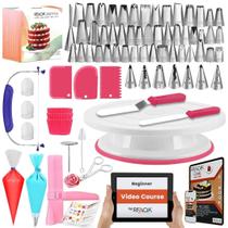 Kit de decoração de bolos RFAQK 200 unidades com mesa giratória para iniciantes Kit de decoração de bolos RFAQK 200 unidades com mesa giratória para iniciantes
