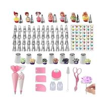 Kit De Decoração De Bolos Rosa Com 122 Peças, 62 Bicos De Confeitar, Espátulas E Ferramentas Para
