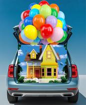Kit de decoração de carro Trunk or Treat, casa de desenho animado e balões para Halloween, kit de decoração de SUV