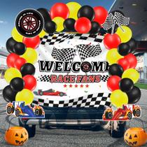 Kit de decoração de carros de corrida Backdrop Vynium Halloween 127x89 cm