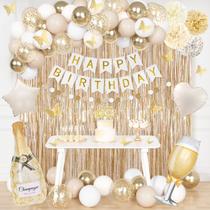 Kit de decoração de festa de aniversário Ouddy Life White Gold