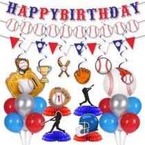 Kit de decoração de festa de beisebol, 14 unidades Happy Birthday Bann
