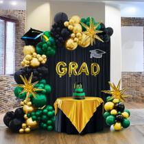 Kit de decoração de festa de formatura, 130 unidades, verde, preto, ouro 2025 - besttideyes Kit de decoração de festa de formatura, 130 unidades, verde, preto, ouro 2025 - besttideyes