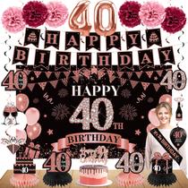 Kit de decoração de festa Eucutur, 40º aniversário para mulheres, 42 unidades