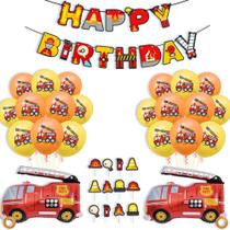 Kit de decoração de festa Fire Truck Birthday 37 unidades Vermelho Amarelo
