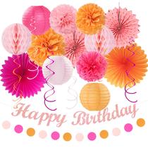 Kit de decoração de festa huglony Hot Pink Orange Fall 21 unidades