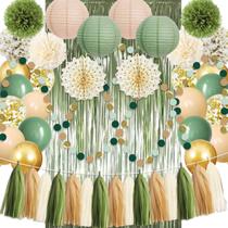 Kit de decoração de festa Sage Green Gold 45 unidades para casamento Kit de decoração de festa Sage Green Gold 45 unidades para casamento