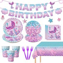 Kit de Decoração de Festa Sereia Oigco - Para 24 Pessoas Kit de Decoração de Festa Sereia Oigco - Para 24 Pessoas