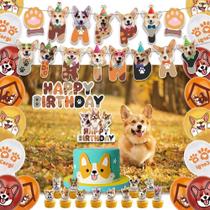 Kit de decoração de festa Suprimentos para festas de aniversário ADIANZI Corgi Kit de decoração de festa Suprimentos para festas de aniversário ADIANZI Corgi