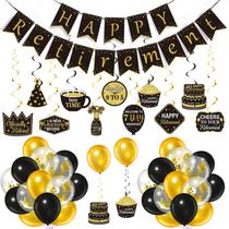 Kit de decoração de festa Tenare Retirement 44 unidades (preto e dourado) Kit de decoração de festa Tenare Retirement 44 unidades (preto e dourado)