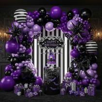 Kit de decoração de festa yeewaka Purple Black Balloon Garland Kit de decoração de festa yeewaka Purple Black Balloon Garland