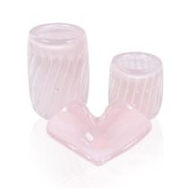 Kit De Decoração Em Murano Porta Jóia Jade Rosa Kit De Decoração Em Murano Porta Jóia Jade Rosa