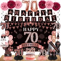 Kit de decoração Eucutur 70º aniversário para mulheres em ouro rosa