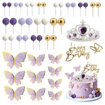 Kit de Decoração para Bolo MOASIOP com 45 Peças Borboleta Roxa Kit de Decoração para Bolo MOASIOP com 45 Peças Borboleta Roxa