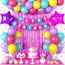 Kit de Decoração para Festa Dagelar com Balões Rosa, Roxo e Azul Kit de Decoração para Festa Dagelar com Balões Rosa, Roxo e Azul
