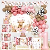 Kit de decoração para festa de 1º aniversário com tema vaca highland Costova Kit de decoração para festa de 1º aniversário com tema vaca highland Costova