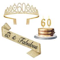 Kit de Decoração para Festa Juesly Aniversário de 60 Anos Dourado