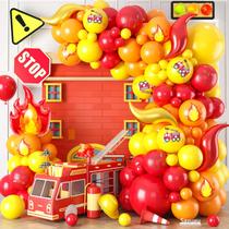 Kit de decoração Saxuxu Fire Balloon Arch com tema de caminhão de bombeiros