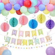 Kit de decorações de aniversário Crosize Macaron Happy Birthday