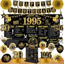 Kit de decorações de aniversário Eiurteao 30th Back in 1995 Black Gold