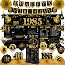 Kit de decorações de aniversário Eiurteao 40th Back in 1985 Black Gold