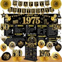 Kit de decorações de aniversário Eiurteao 50th Black Gold 24 unidades