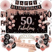 Kit de decorações de aniversário Uiorgui, 50º aniversário, feminino, 33 unidades Kit de decorações de aniversário Uiorgui, 50º aniversário, feminino, 33 unidades