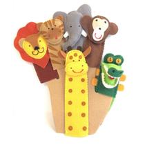 Kit de dedoches 3d em feltro animais selvagens 6 peças - hannickel - 9 Kit de dedoches 3d em feltro animais selvagens 6 peças - hannickel - 9