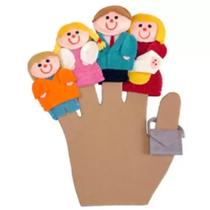 Kit de dedoches 3d em feltro família branca 4 peças - hannickel - 7
