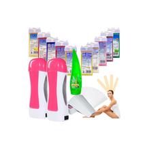 Kit de depilação Roll On Heater + 10 ceras +300 tiras